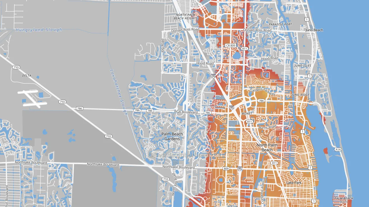 Transit Grade map of 33418, FL