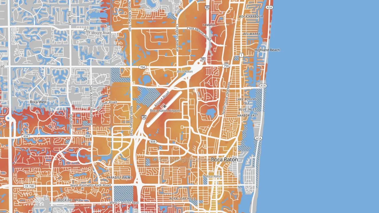 Transit Grade map of 33431, FL