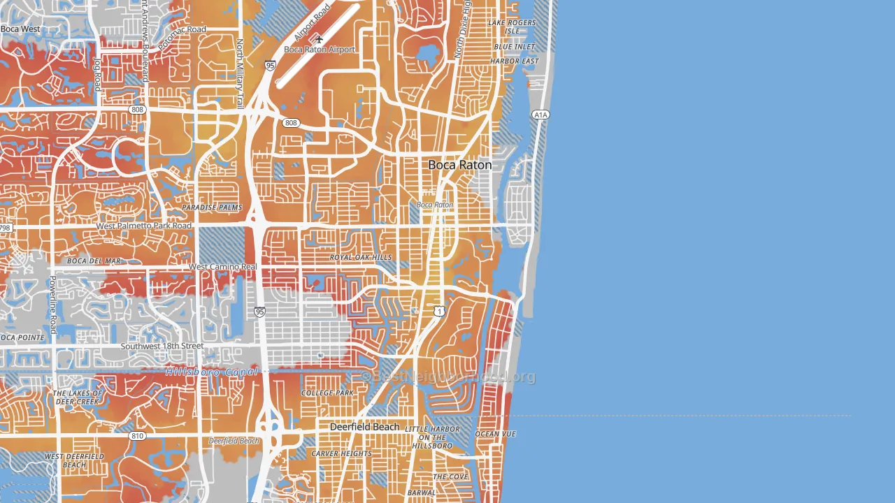 Transit Grade map of 33432, FL