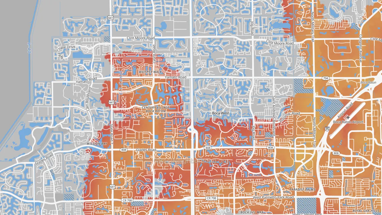 Transit Grade map of 33434, FL