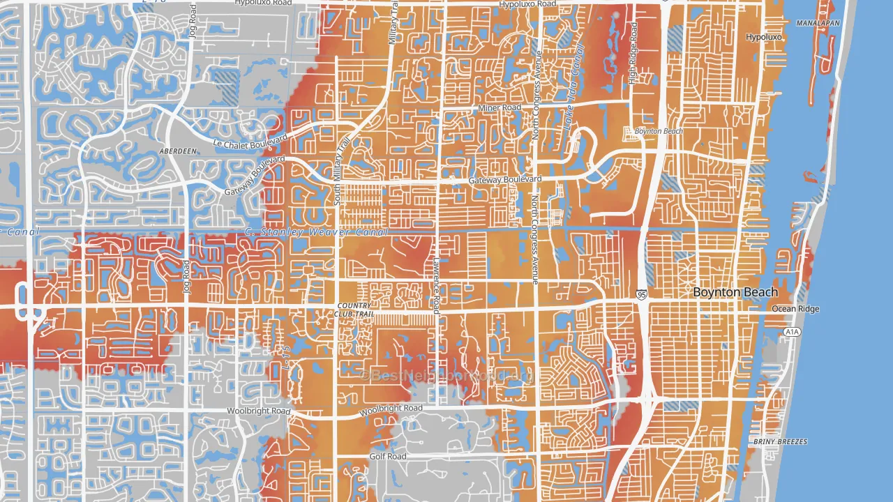 Transit Grade map of 33436, FL