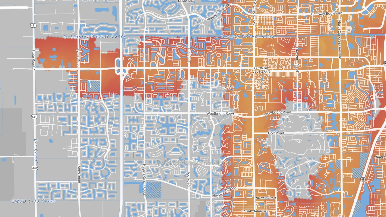 Transit Grade map of 33437, FL