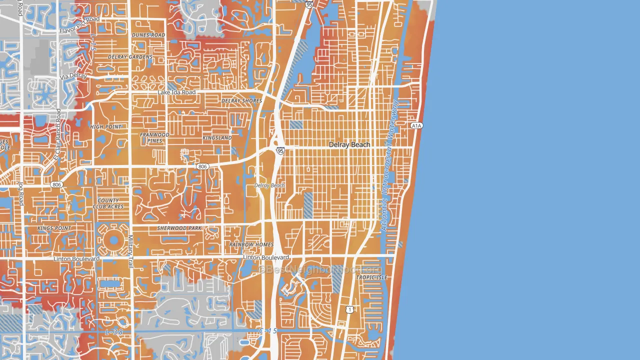Transit Grade map of 33444, FL