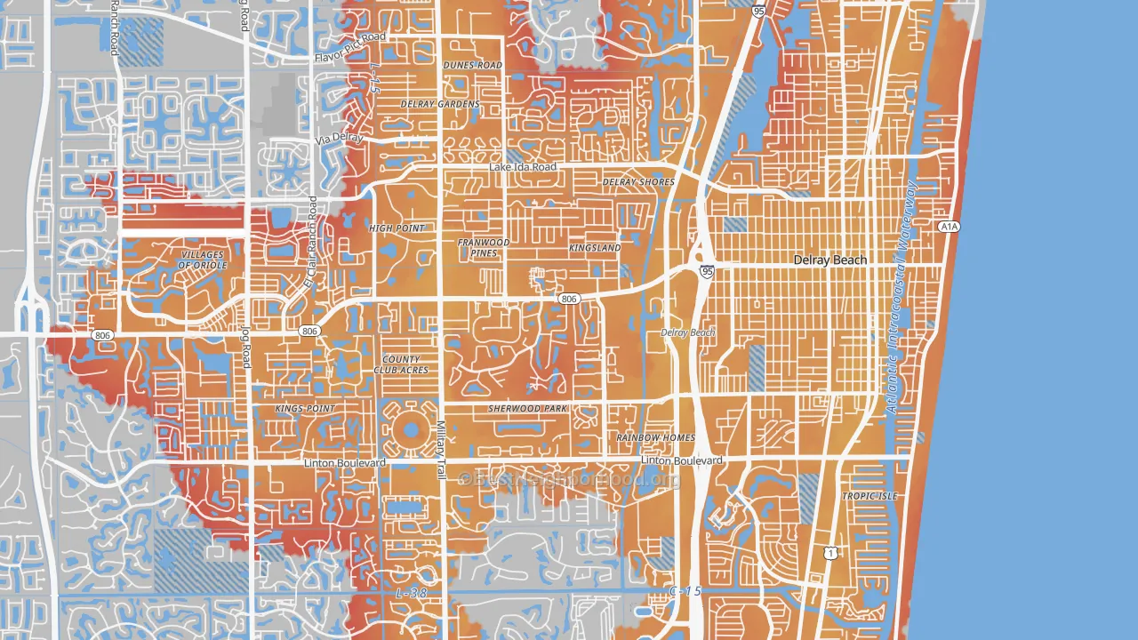 Transit Grade map of 33445, FL