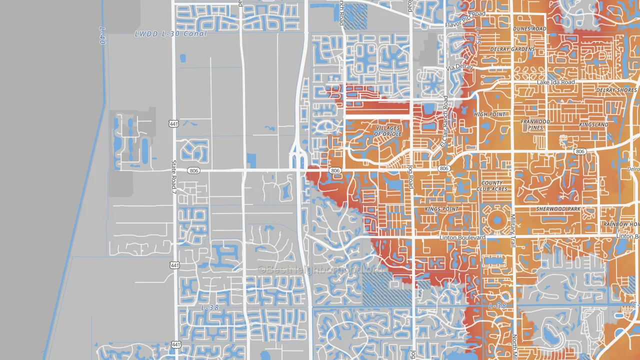 Transit Grade map of 33446, FL