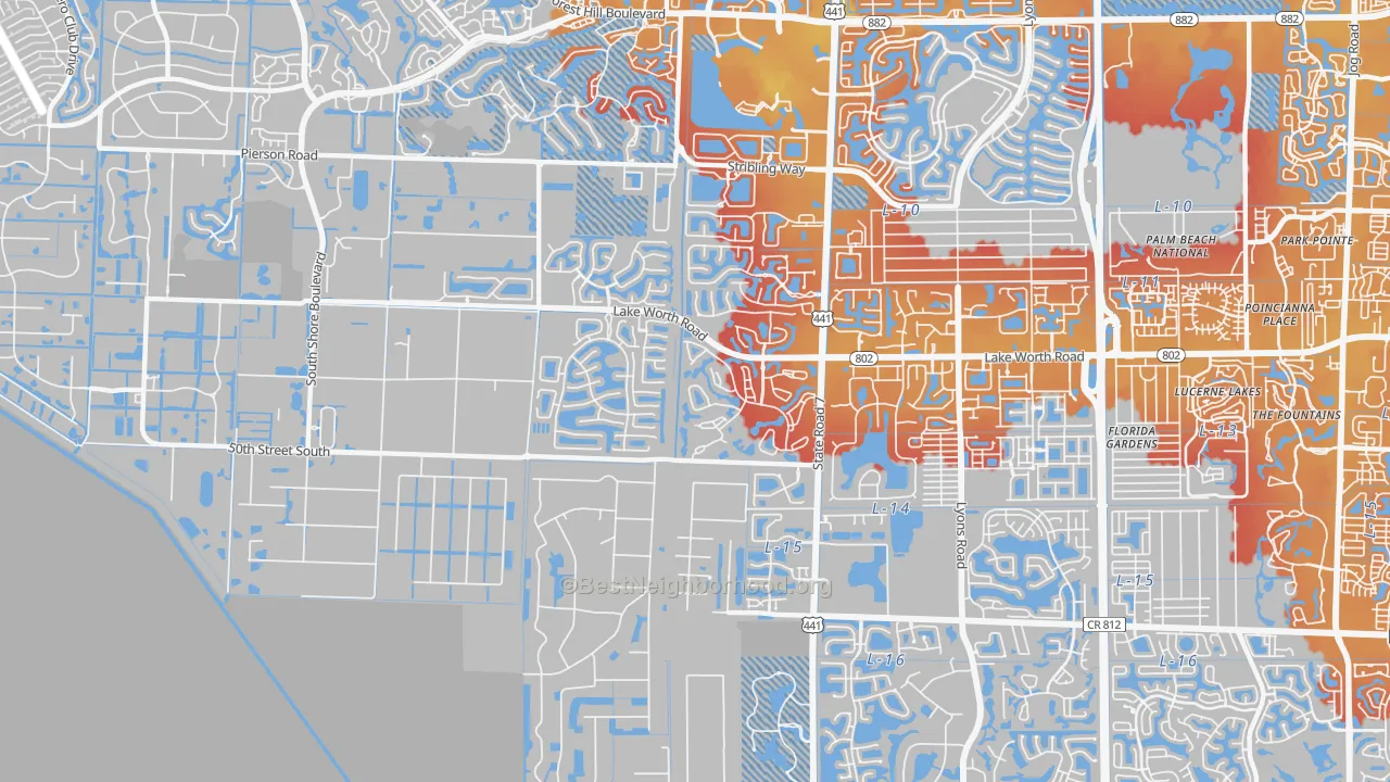 Transit Grade map of 33449, FL