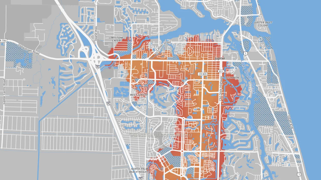 Transit Grade map of 33458, FL
