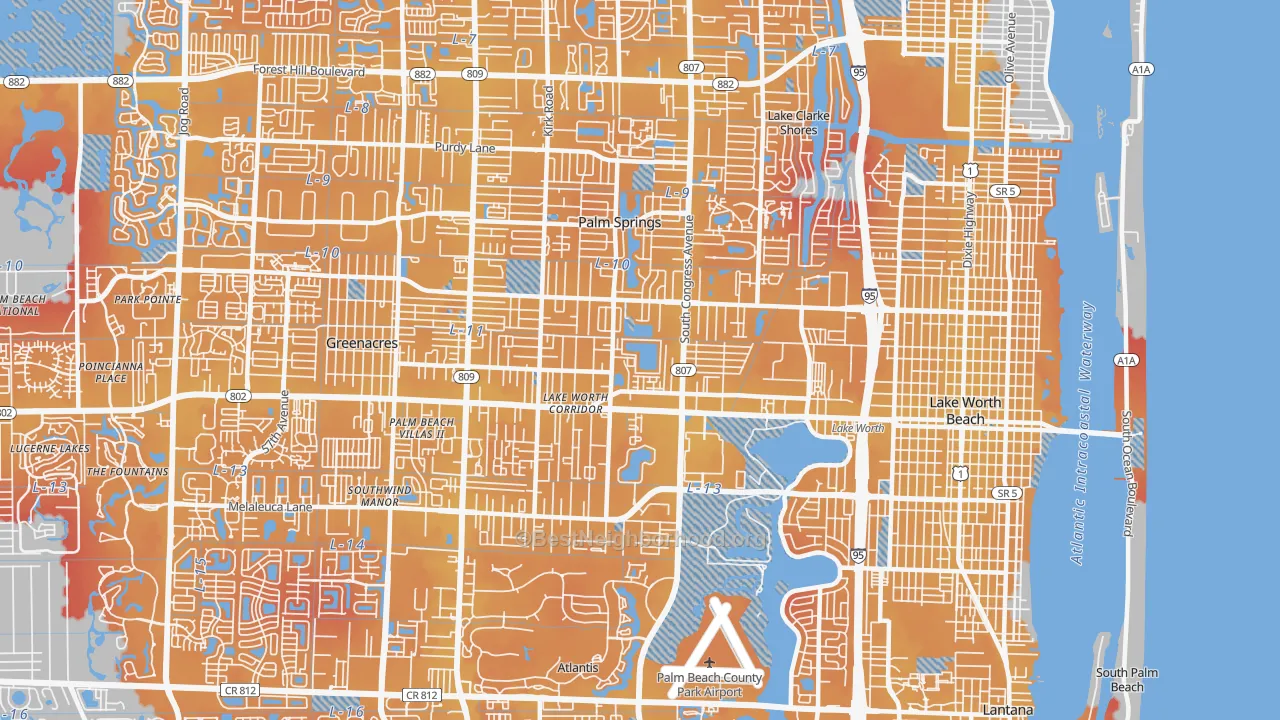 Transit Grade map of 33461, FL