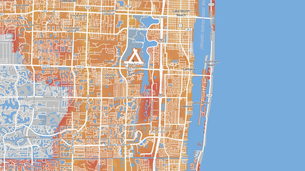 Transit Grade map of 33462, FL