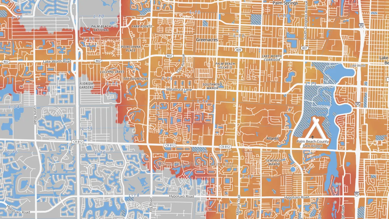 Transit Grade map of 33463, FL