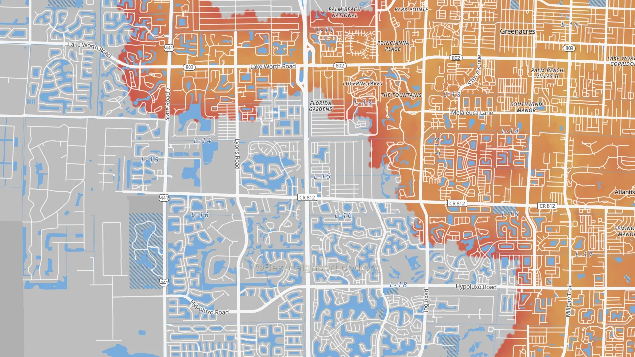 Transit Grade map of 33467, FL