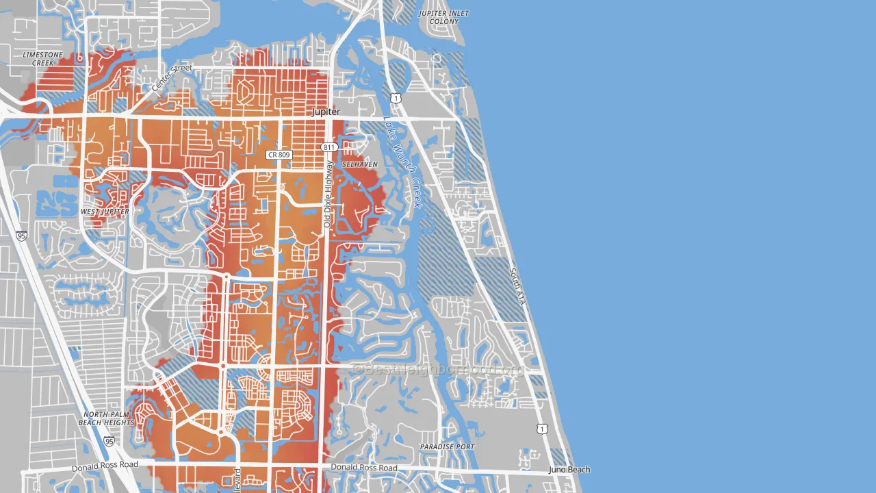 Transit Grade map of 33477, FL