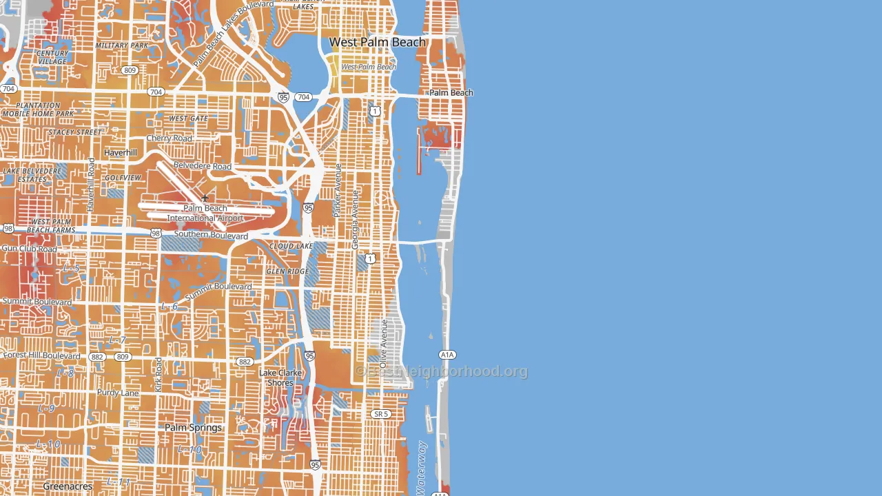 Transit Grade map of 33480, FL