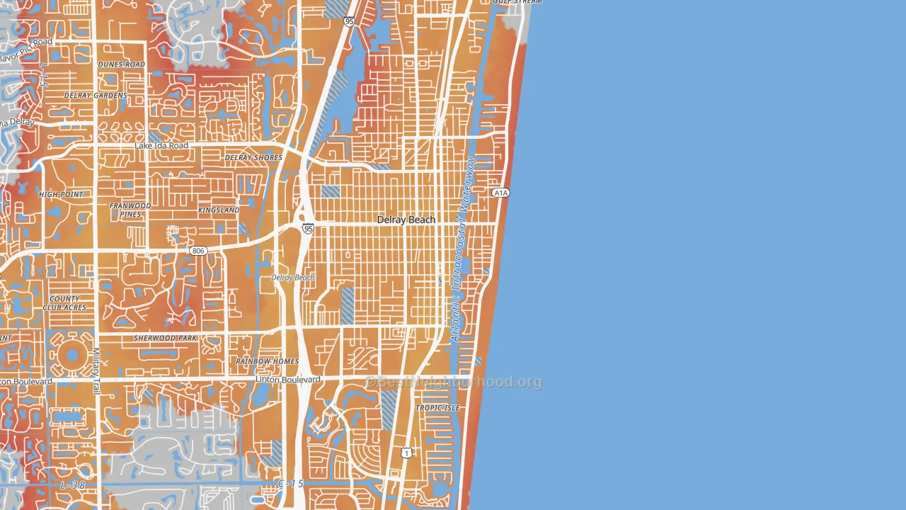 Transit Grade map of 33483, FL