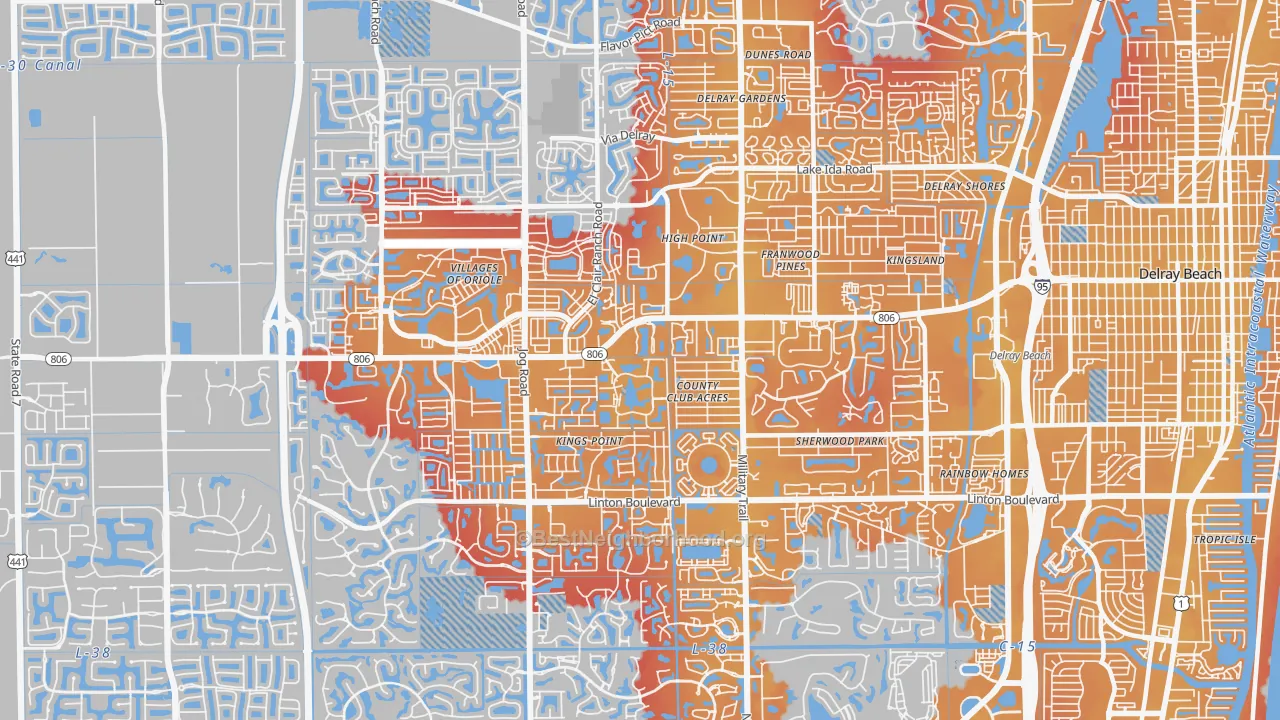 Transit Grade map of 33484, FL