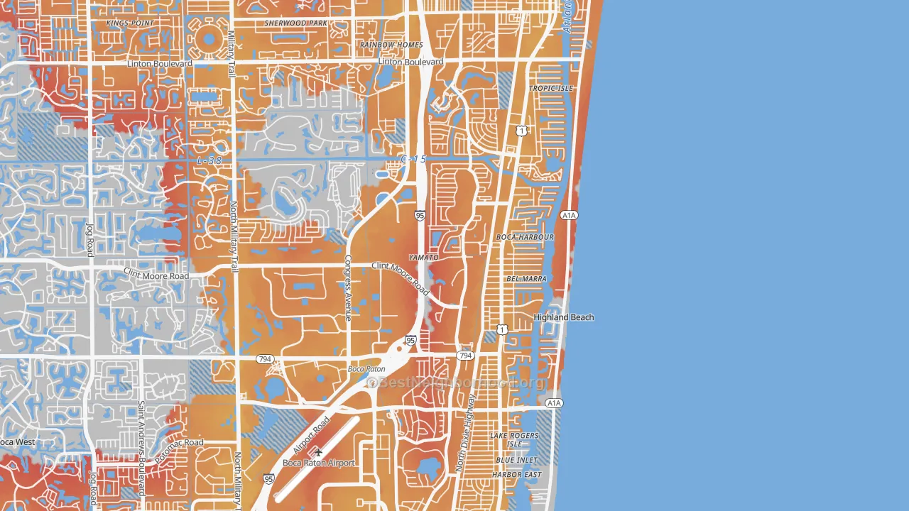 Transit Grade map of 33487, FL