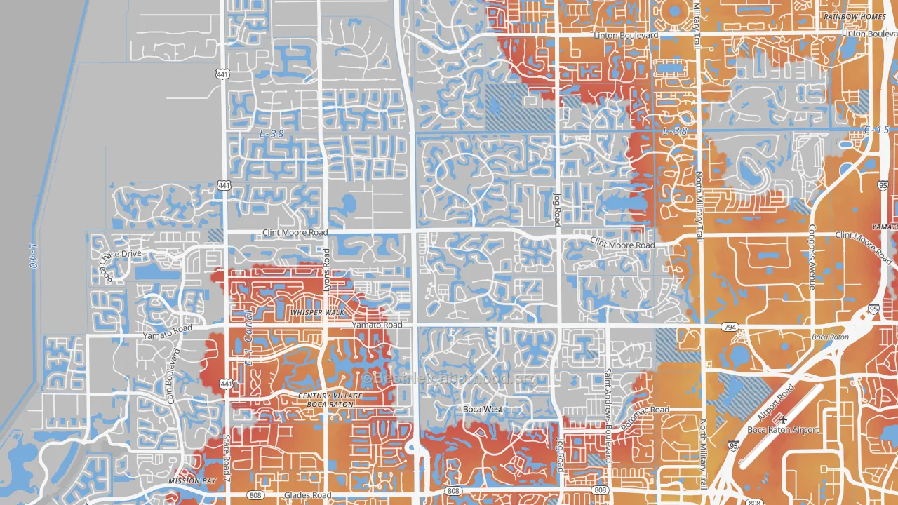 Transit Grade map of 33496, FL