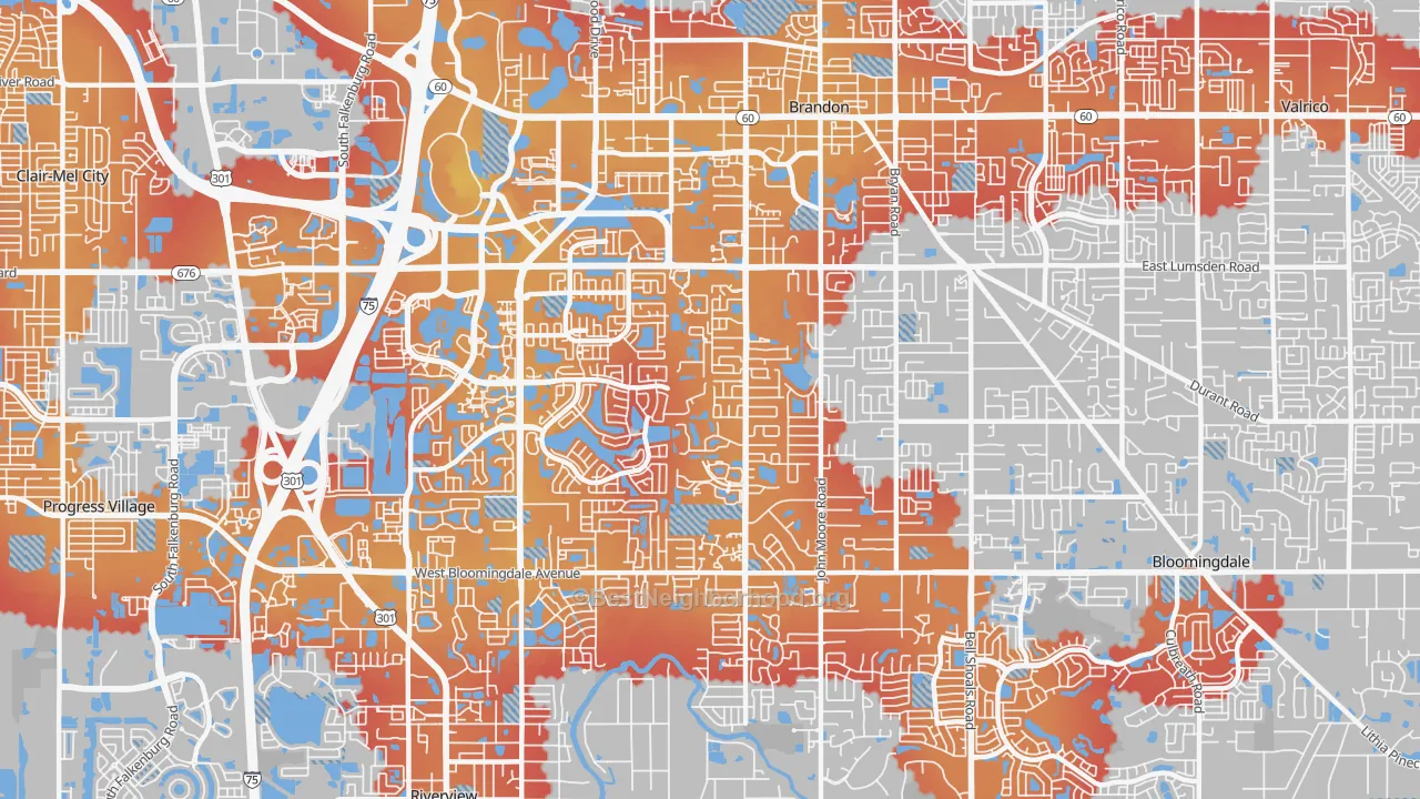 Transit Grade map of 33511, FL