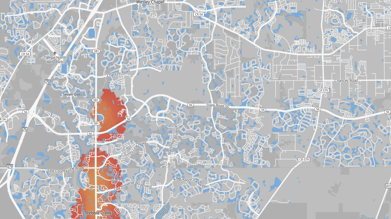 Transit Grade map of 33543, FL