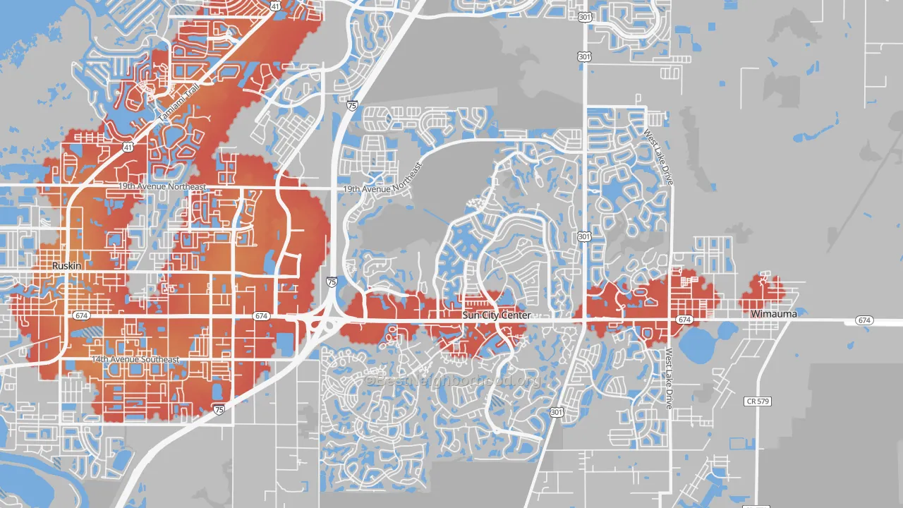 Transit Grade map of 33573, FL