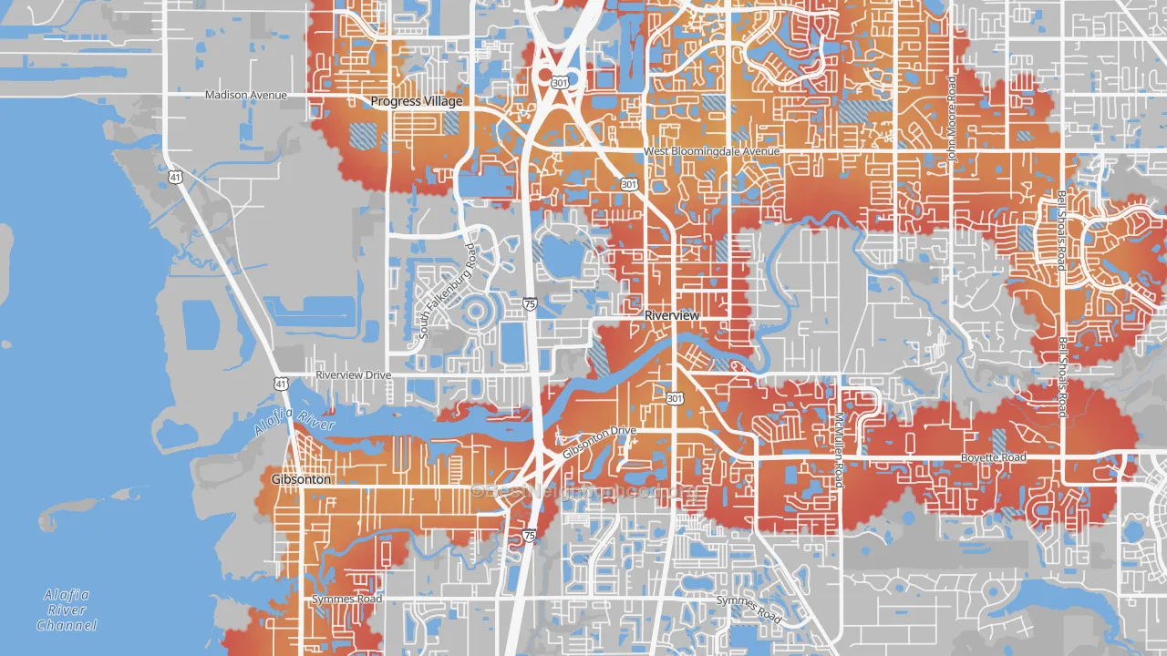 Transit Grade map of 33578, FL