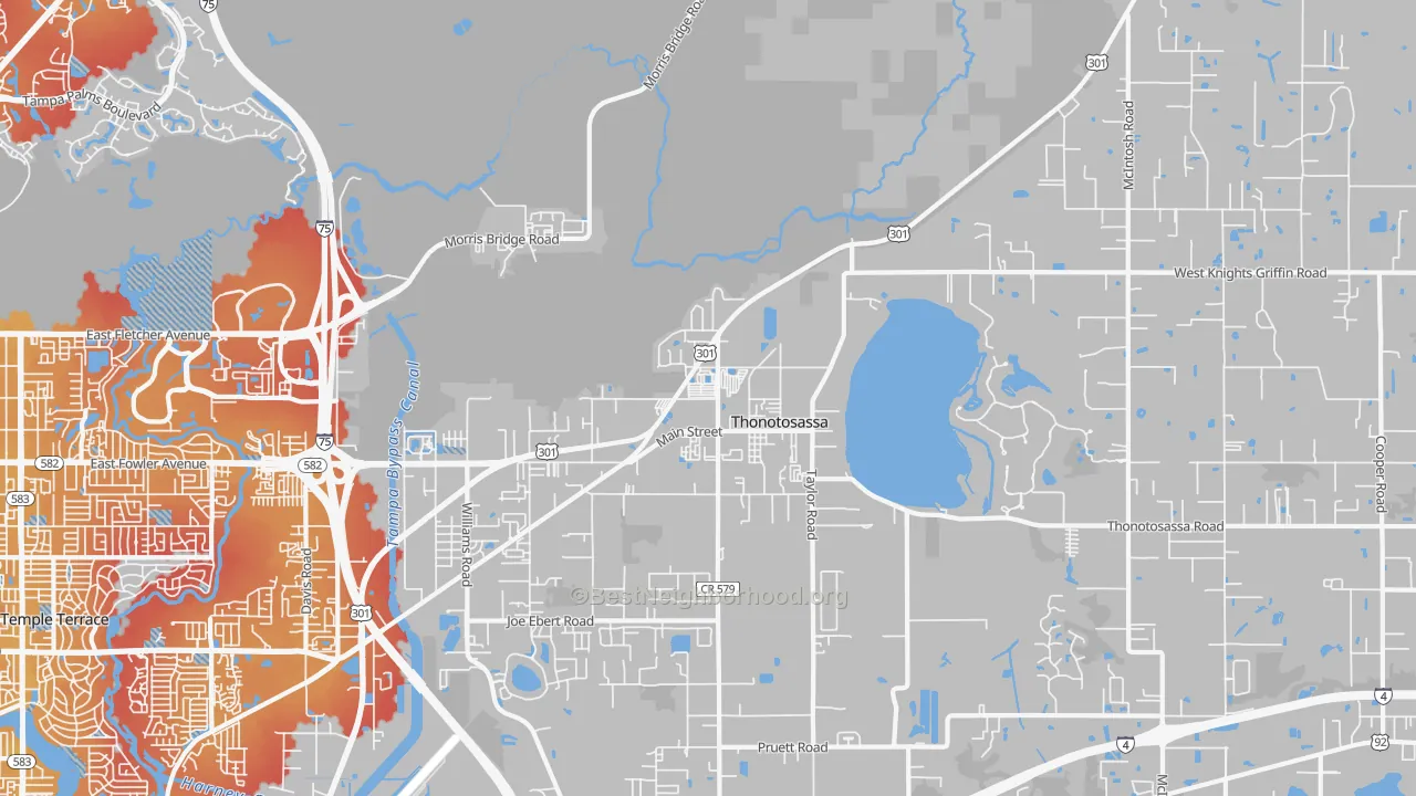 Transit Grade map of 33592, FL