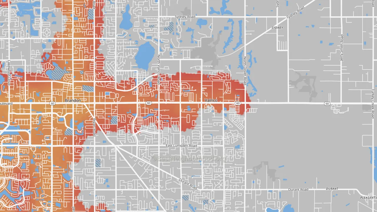Transit Grade map of 33594, FL