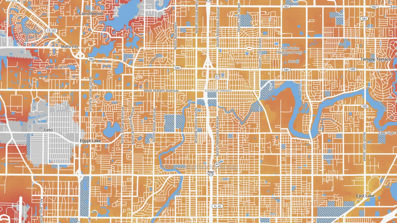 Transit Grade map of 33604, FL