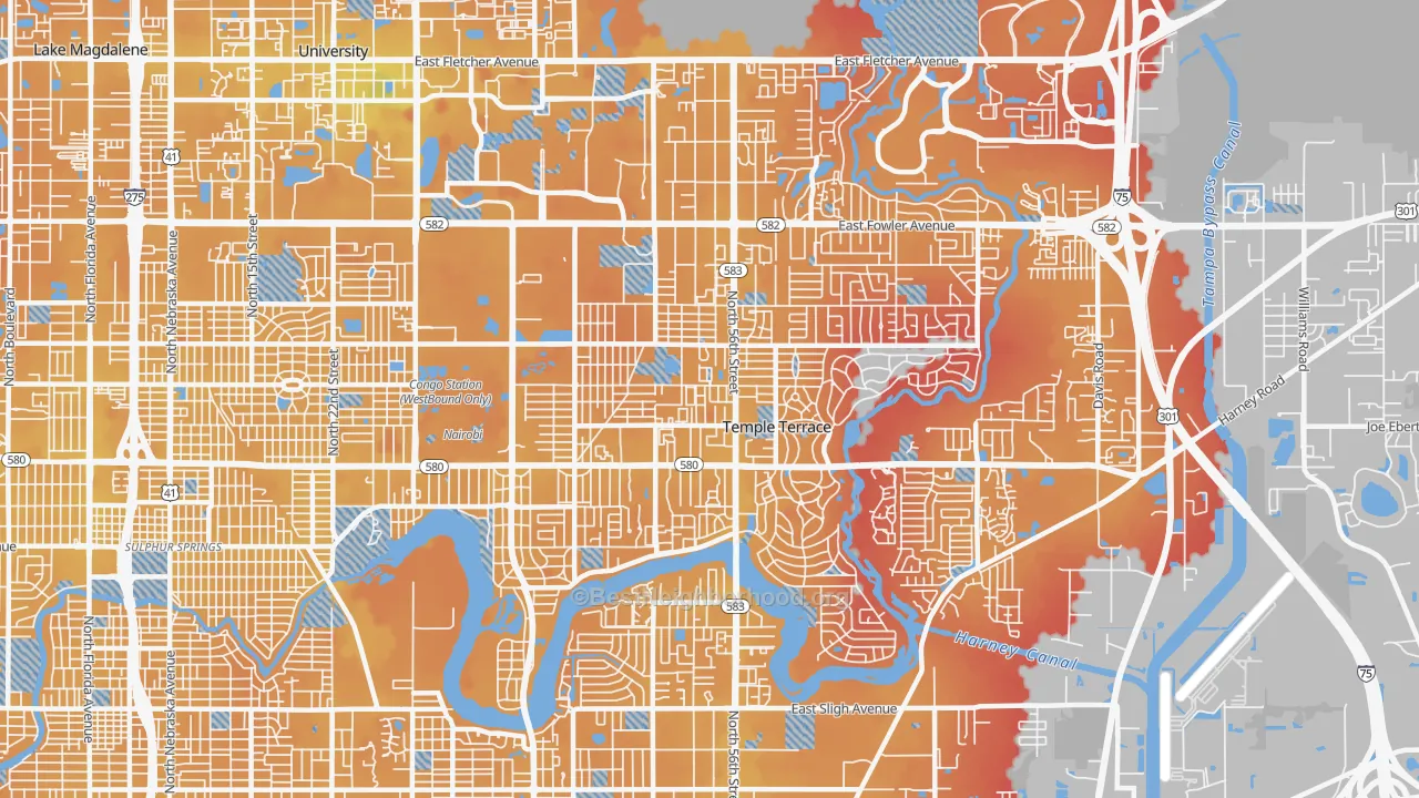 Transit Grade map of 33617, FL