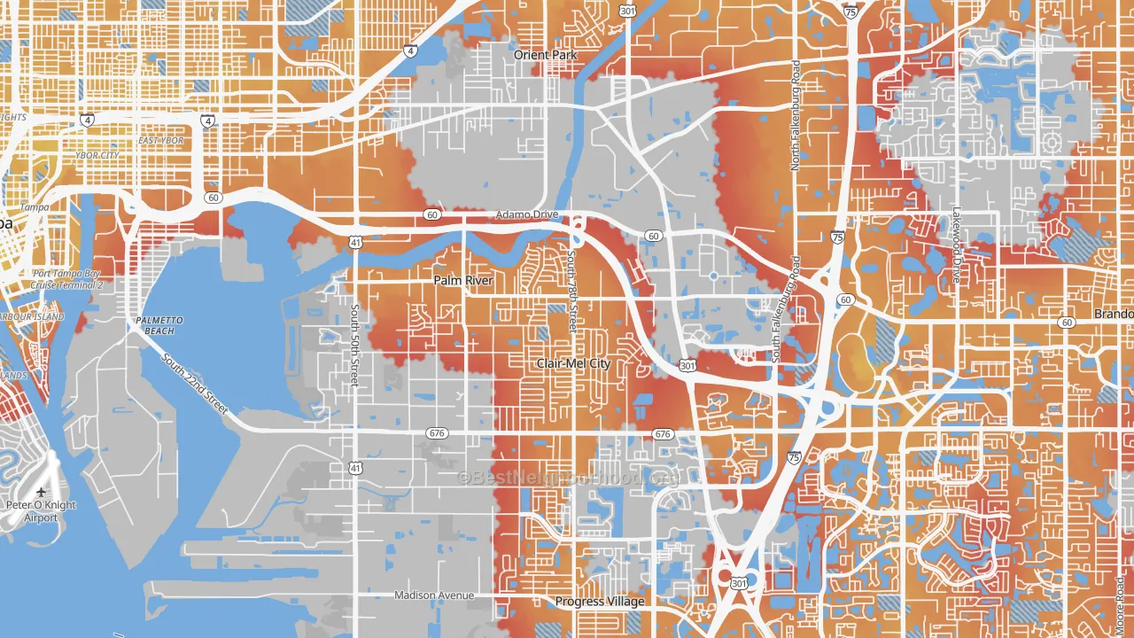 Transit Grade map of 33619, FL