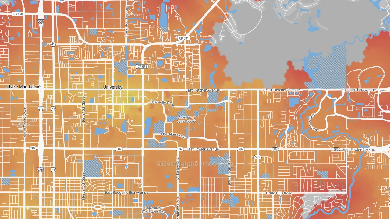 Transit Grade map of 33620, FL