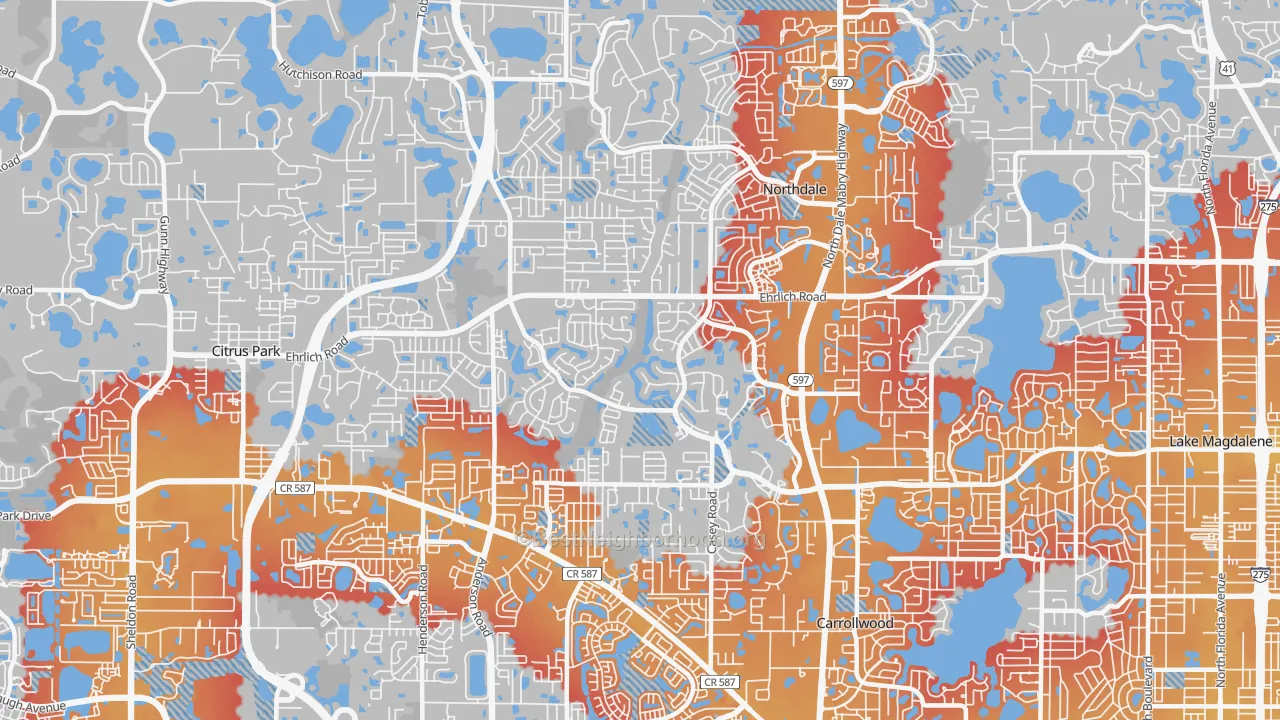 Transit Grade map of 33624, FL