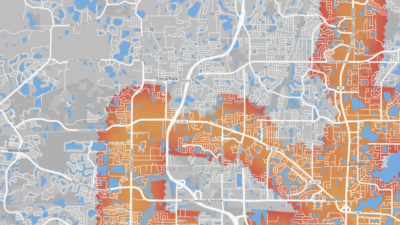 Transit Grade map of 33625, FL
