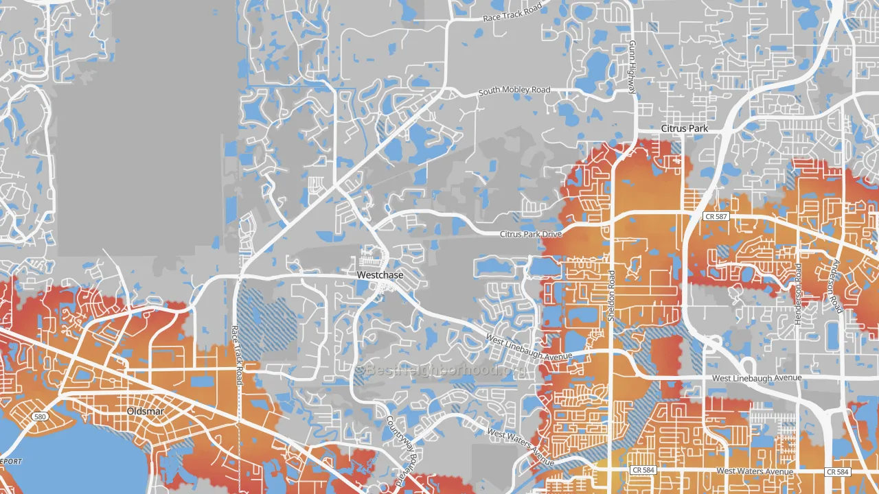 Transit Grade map of 33626, FL