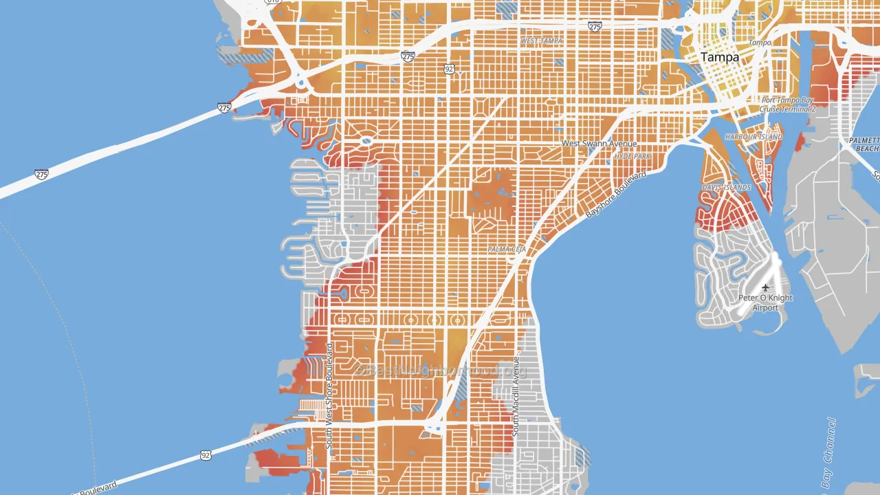 Transit Grade map of 33629, FL