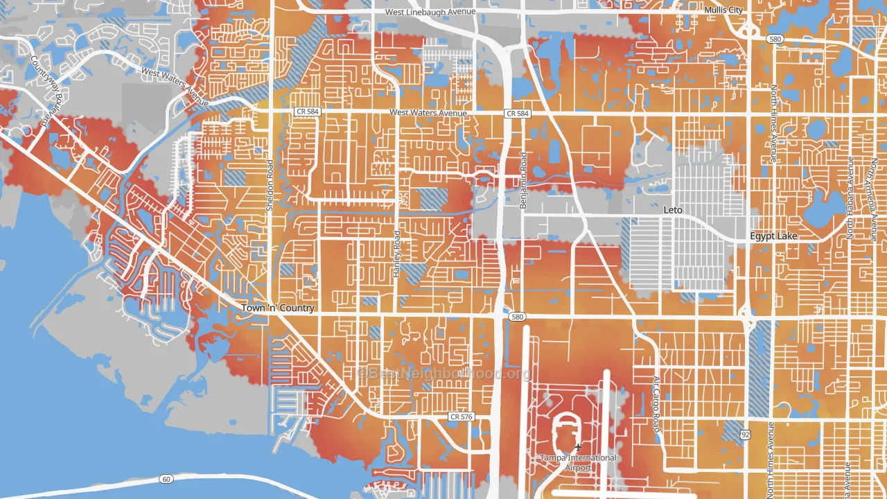 Transit Grade map of 33634, FL