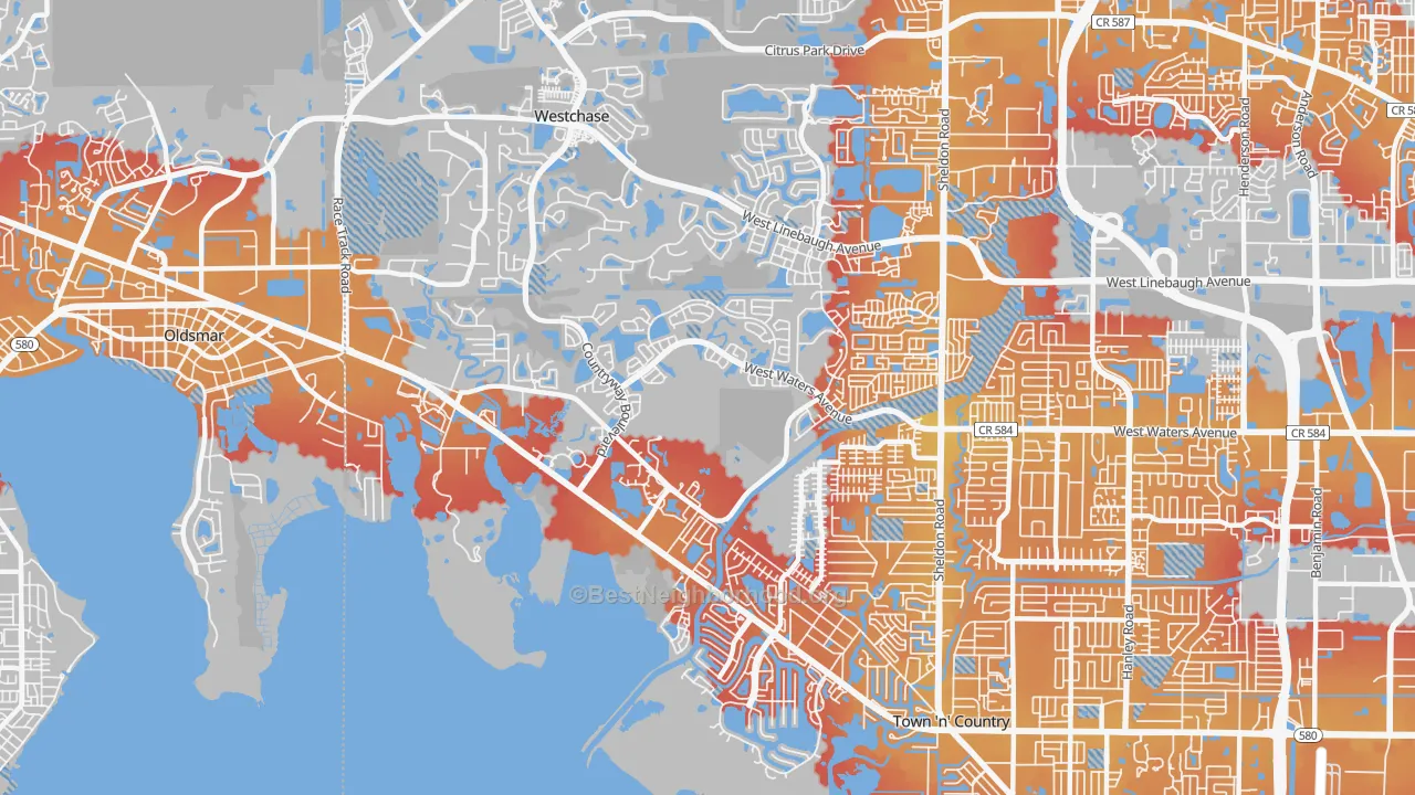 Transit Grade map of 33635, FL