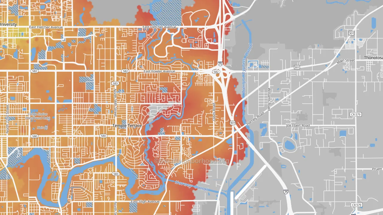 Transit Grade map of 33637, FL