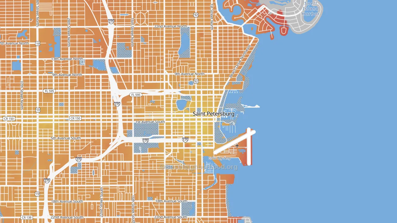 Transit Grade map of 33701, FL