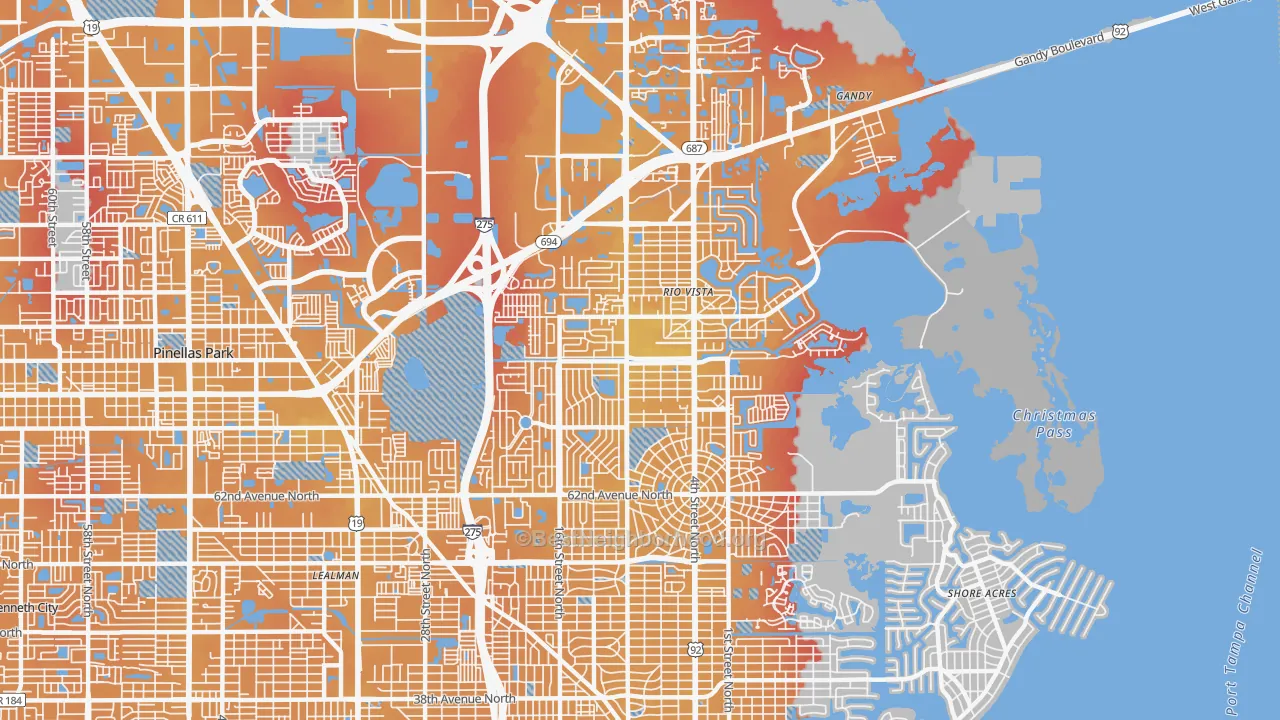 Transit Grade map of 33702, FL