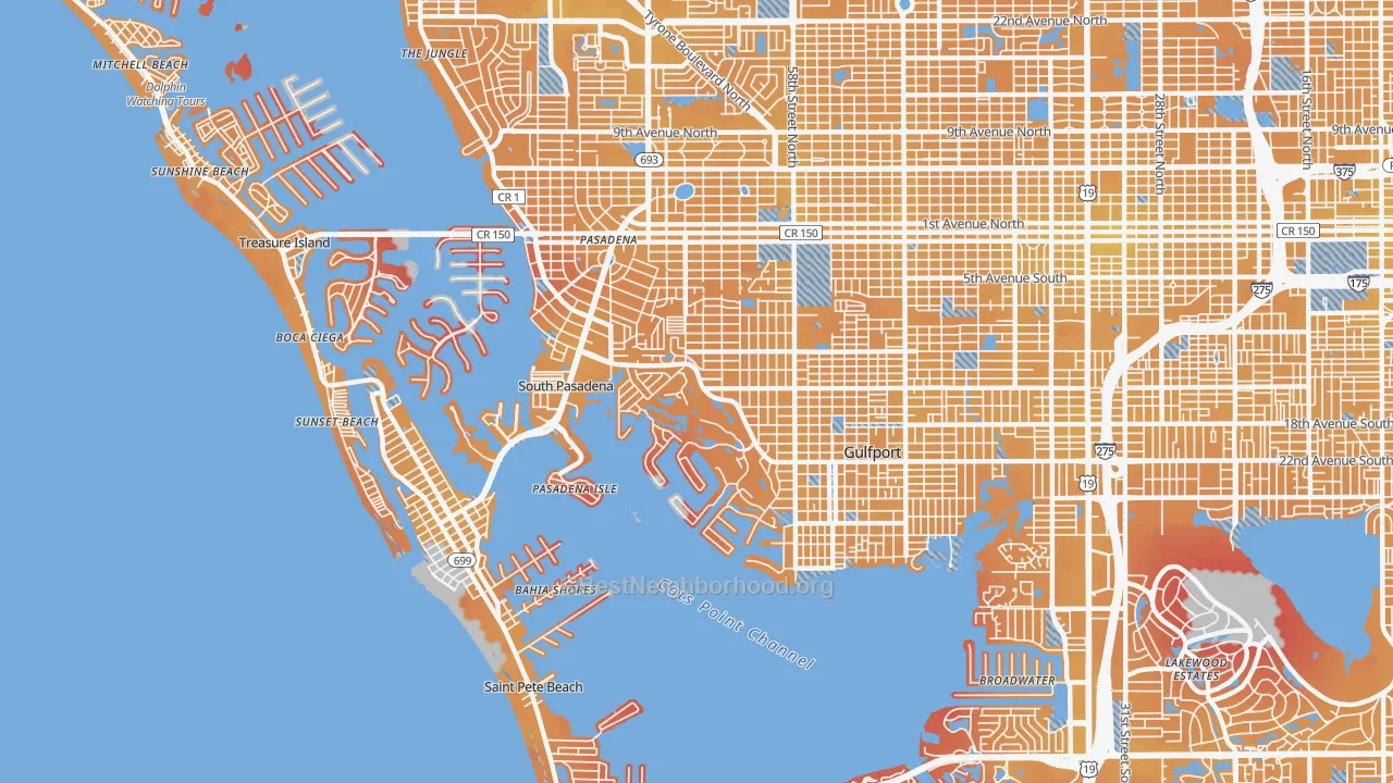 Transit Grade map of 33707, FL