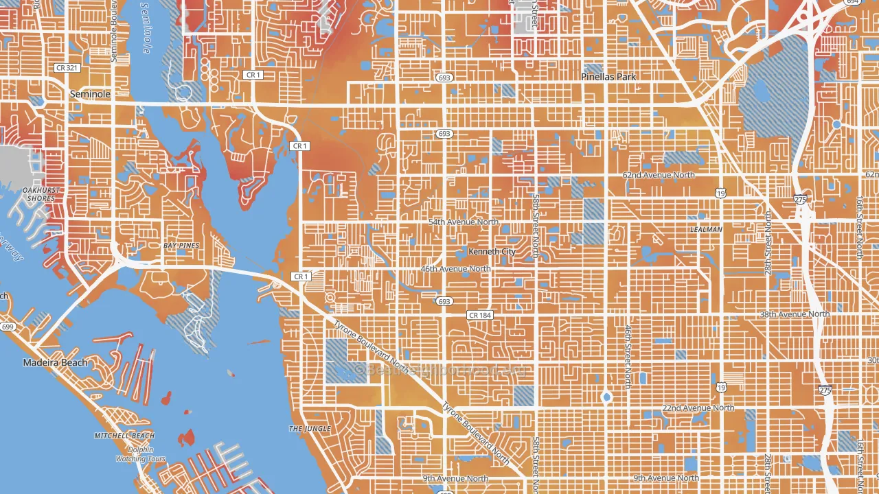 Transit Grade map of 33709, FL