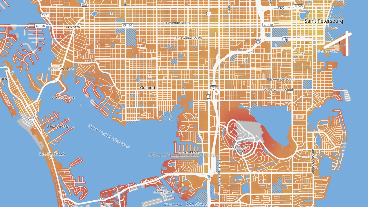 Transit Grade map of 33711, FL