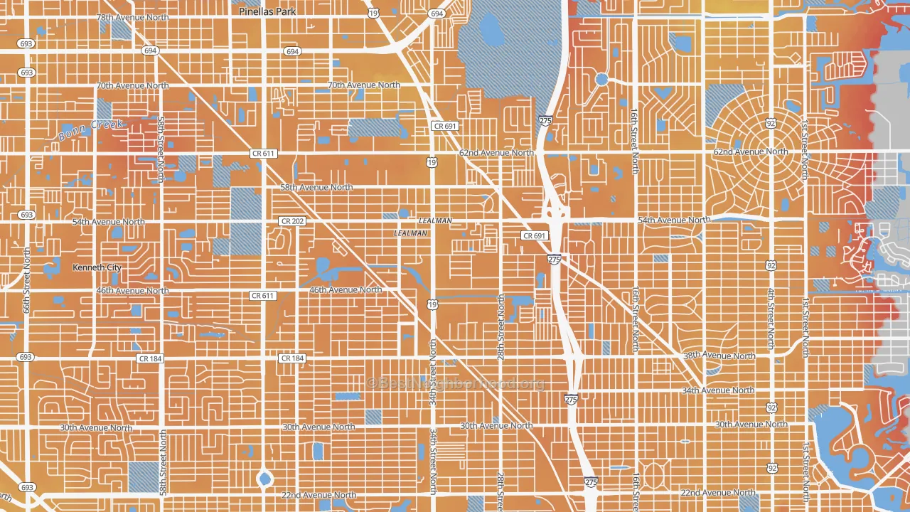 Transit Grade map of 33714, FL