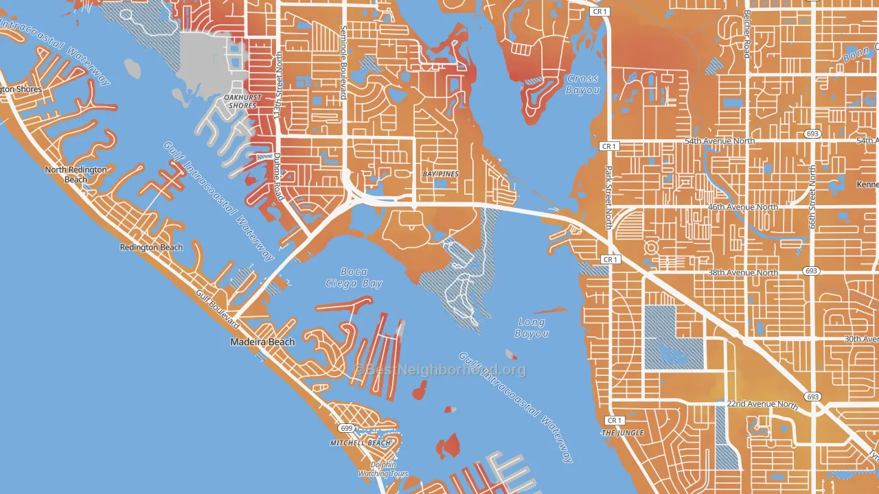 Transit Grade map of 33744, FL