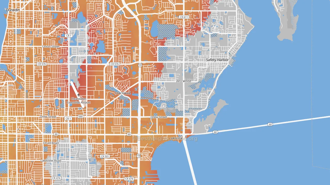 Transit Grade map of 33759, FL