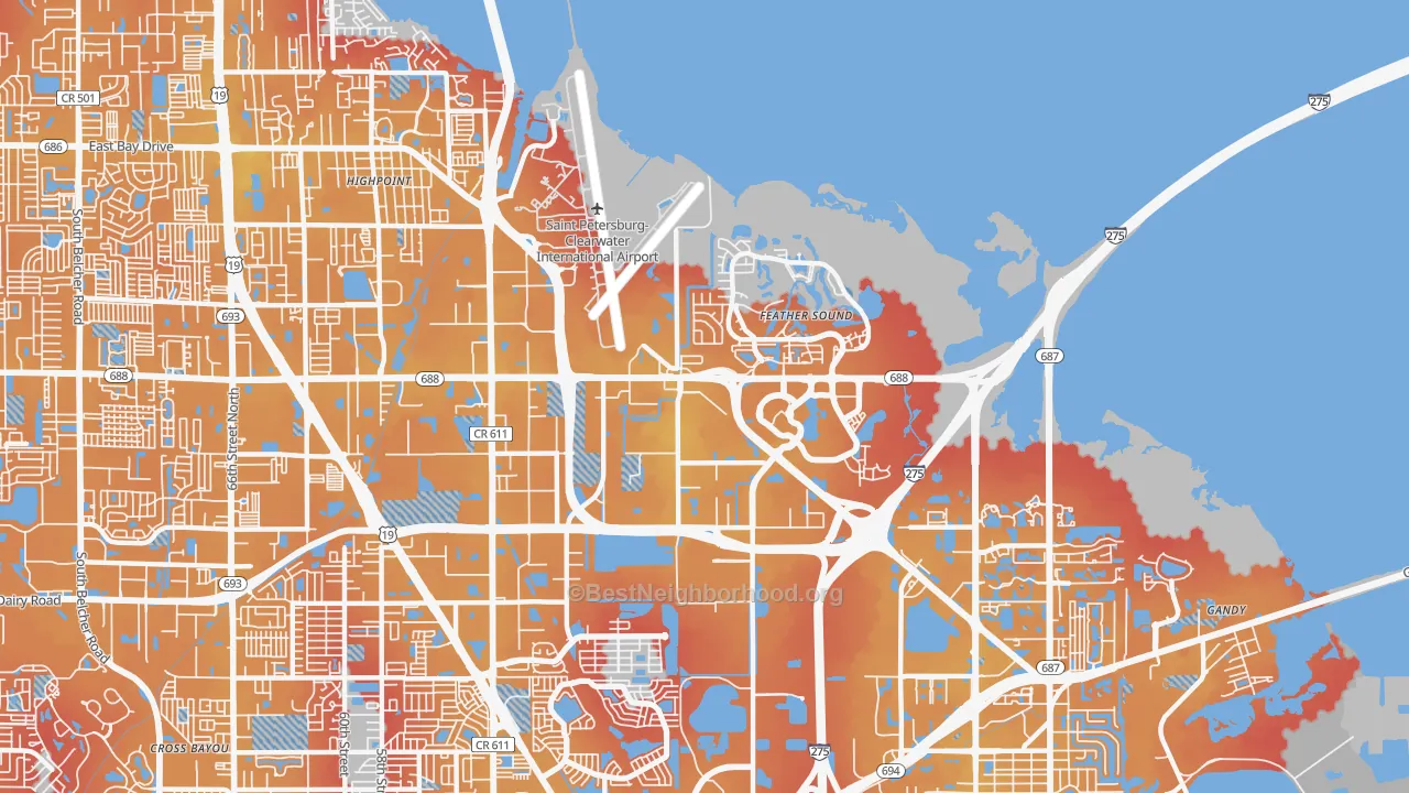 Transit Grade map of 33762, FL