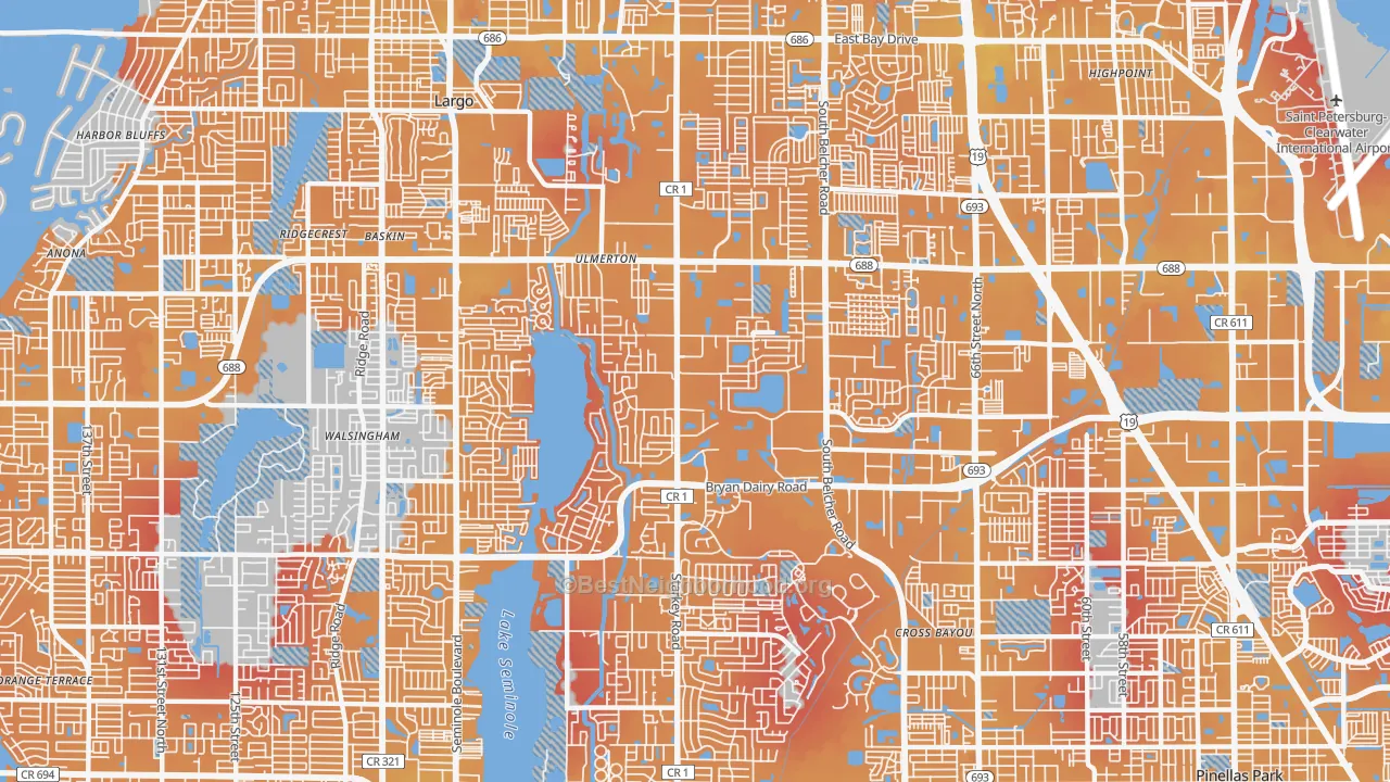 Transit Grade map of 33773, FL