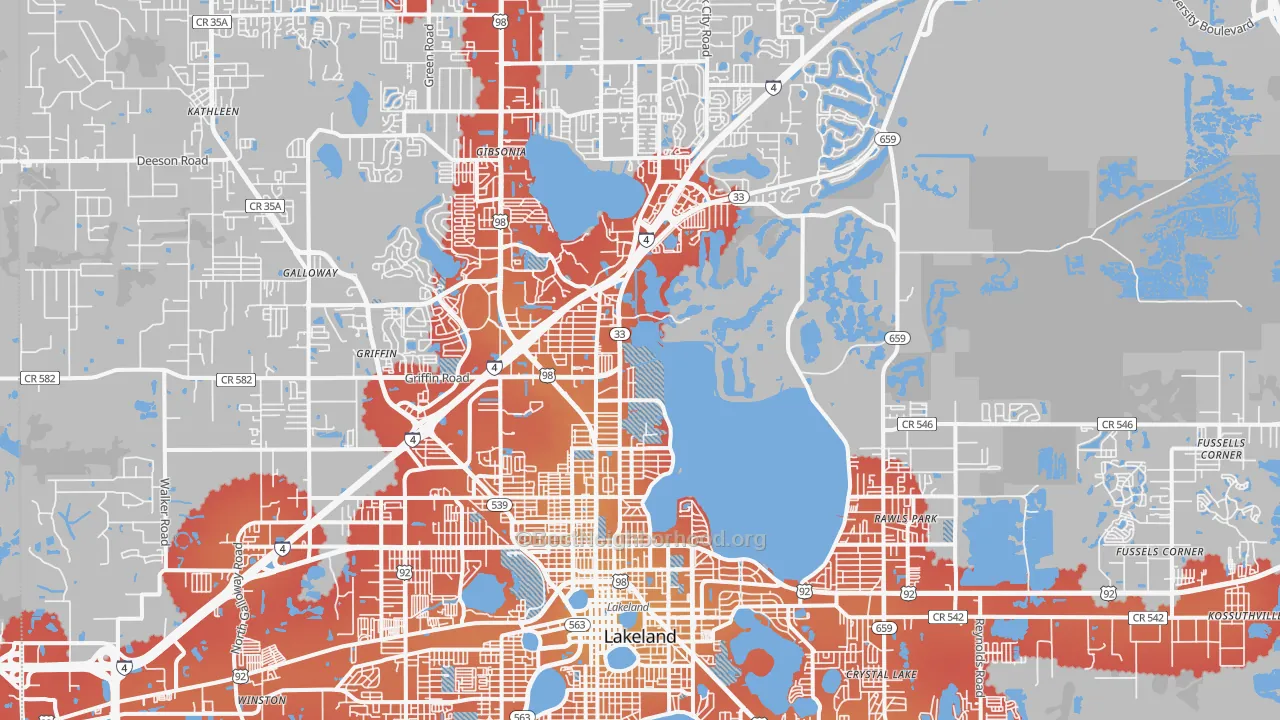 Transit Grade map of 33805, FL