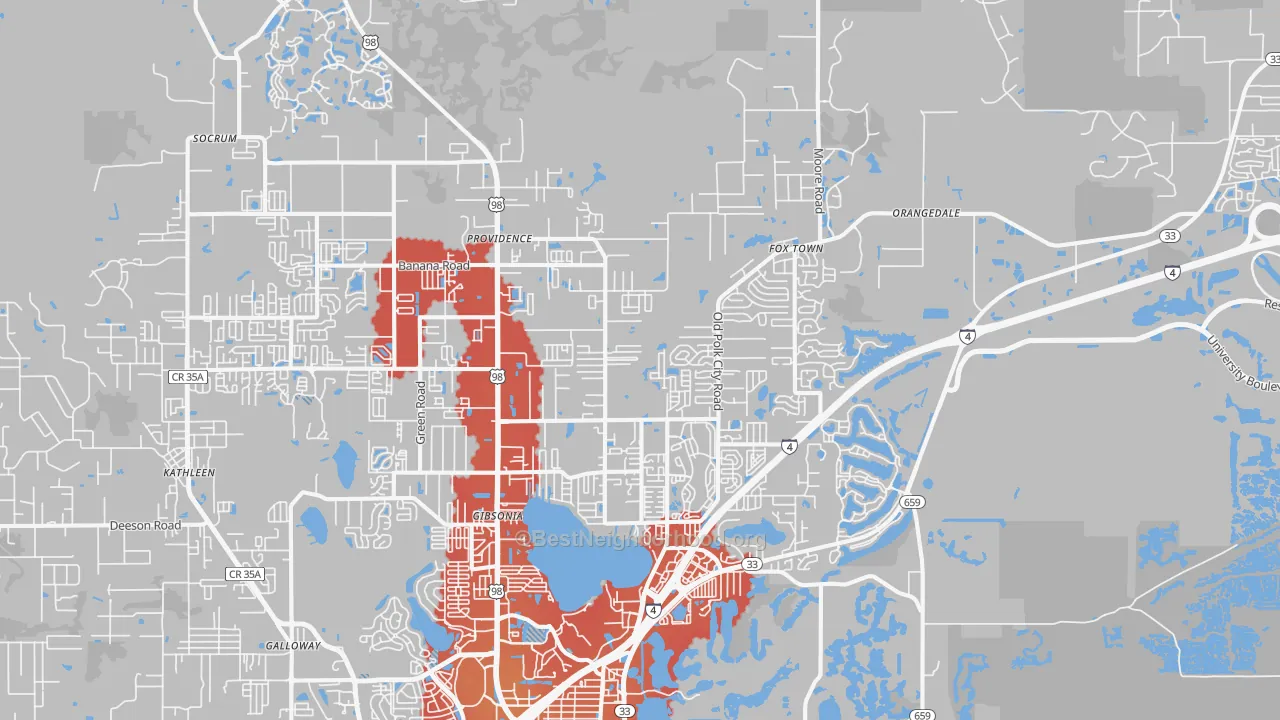 Transit Grade map of 33809, FL